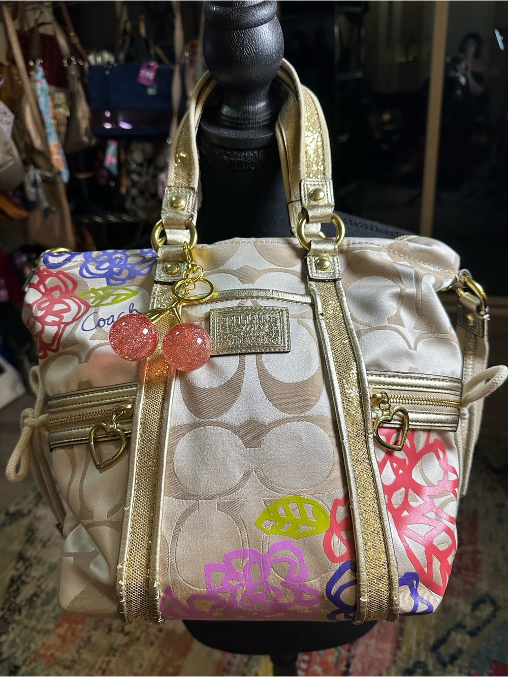 Coach Poppy Daisy Appliqué  Signature Tote
